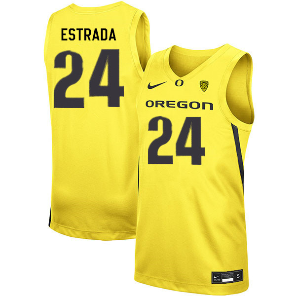 Men #24 Aaron Estrada Oregon Ducks College Basketball Jerseys Sale-Yellow